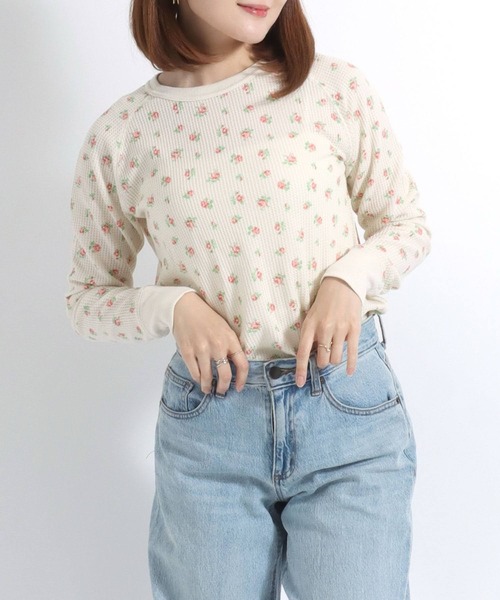 セール】JEMORGAN （ジェーイーモーガン）花柄総柄ワッフル長袖T