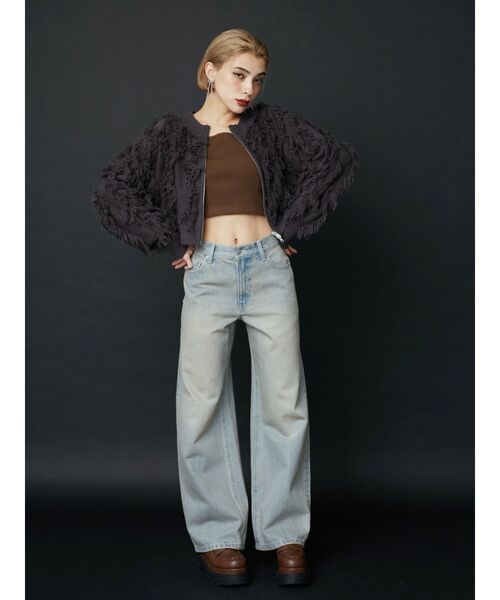 EVRIS（エヴリス）の「フリンジニットショートカーディガン（ニット/セーター・レディース・ホワイト/ブルー/グレー・FREE）」の7枚目の写真