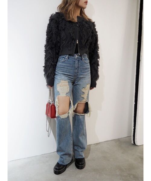 EVRIS（エヴリス）の「フリンジニットショートカーディガン（ニット/セーター・レディース・ホワイト/ブルー/グレー・FREE）」の12枚目の写真