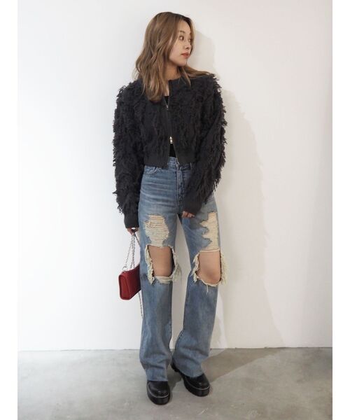 EVRIS（エヴリス）の「フリンジニットショートカーディガン（ニット/セーター・レディース・ホワイト/ブルー/グレー・FREE）」の13枚目の写真