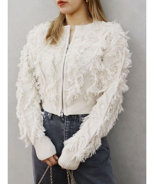 EVRIS（エヴリス）の「フリンジニットショートカーディガン（ニット/セーター・レディース・ホワイト/ブルー/グレー・FREE）」の16枚目の写真