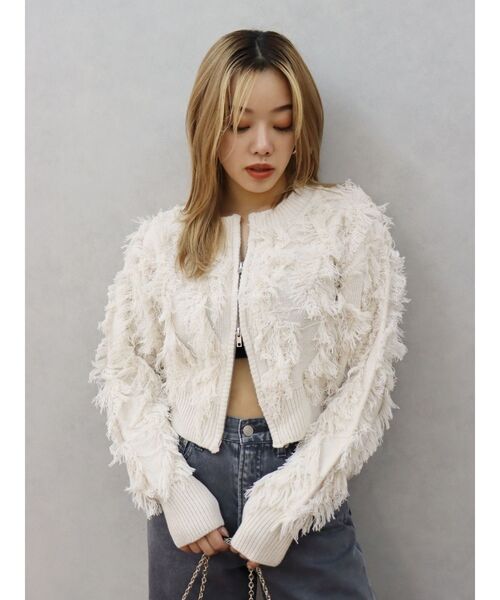 EVRIS（エヴリス）の「フリンジニットショートカーディガン（ニット/セーター・レディース・ホワイト/ブルー/グレー・FREE）」の17枚目の写真