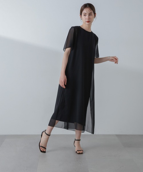 NANO universe（ナノユニバース）の「シアーコンビワンピース（ワンピース・レディース・グレー系その他4/チャコール/ブラック・FREE）」の7枚目の写真