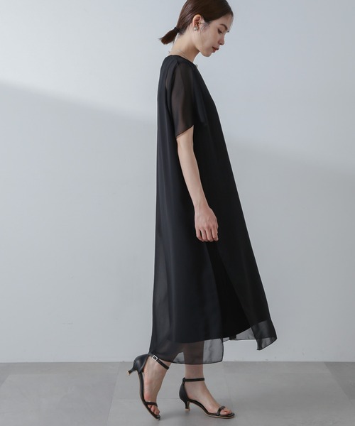 NANO universe（ナノユニバース）の「シアーコンビワンピース（ワンピース・レディース・グレー系その他4/チャコール/ブラック・FREE）」の8枚目の写真
