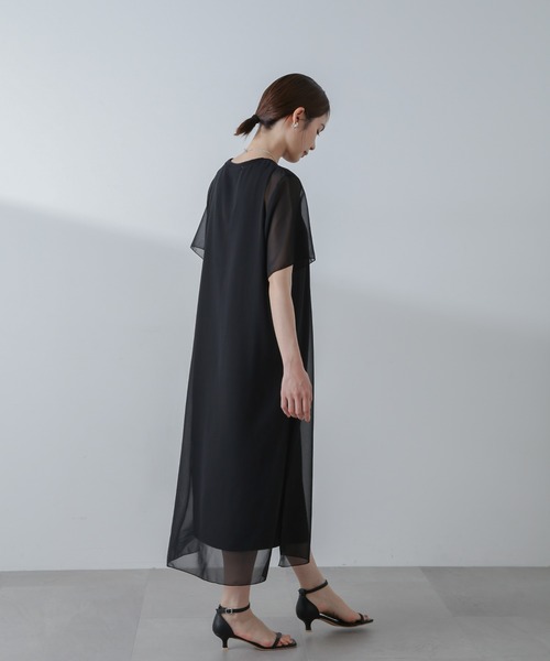 NANO universe（ナノユニバース）の「シアーコンビワンピース（ワンピース・レディース・グレー系その他4/チャコール/ブラック・FREE）」の9枚目の写真
