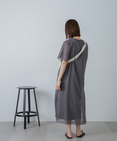 NANO universe（ナノユニバース）の「シアーコンビワンピース（ワンピース・レディース・グレー系その他4/チャコール/ブラック・FREE）」の17枚目の写真