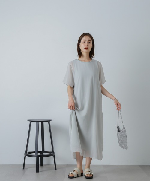 NANO universe（ナノユニバース）の「シアーコンビワンピース（ワンピース・レディース・グレー系その他4/チャコール/ブラック・FREE）」の19枚目の写真