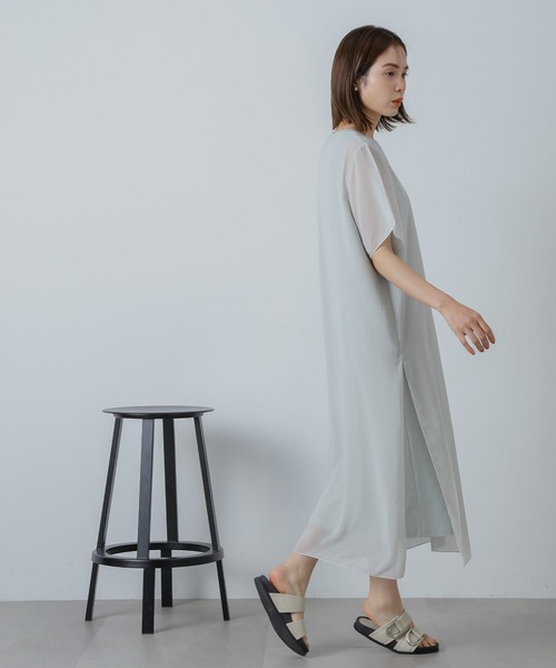 NANO universe（ナノユニバース）の「シアーコンビワンピース（ワンピース・レディース・グレー系その他4/チャコール/ブラック・FREE）」の20枚目の写真