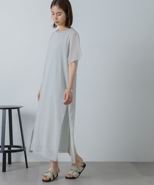 NANO universe（ナノユニバース）の「シアーコンビワンピース（ワンピース・レディース・グレー系その他4/チャコール/ブラック・FREE）」の21枚目の写真