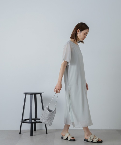 NANO universe（ナノユニバース）の「シアーコンビワンピース（ワンピース・レディース・グレー系その他4/チャコール/ブラック・FREE）」の22枚目の写真