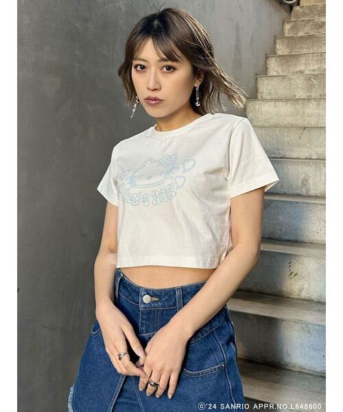 MURUA（ムルーア）の「【ハローキティコラボ】ハローキティTシャツ（Tシャツ/カットソー・レディース・ブラック/ホワイト・FREE）」の6枚目の写真