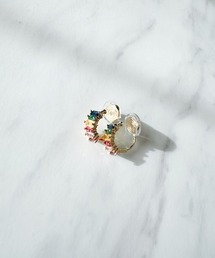 カラービジューコイルクリップイヤリング