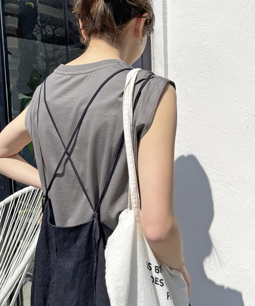 スピックアンドスパン リネン100% キャミワンピース 36 ダークグレー Spick & Span（ロングワンピース/マキシワンピース）のフリマ