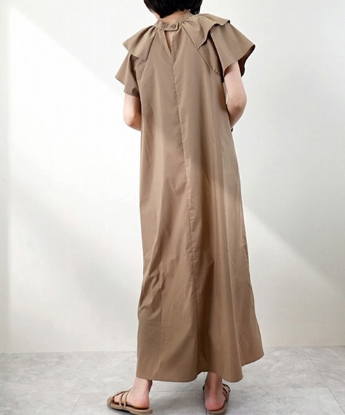 STYLEBLOCK（スタイルブロック）の「TCブロード前後2WAYフリルワンピース（ワンピース・レディース・ブラック/グリーン/ベージュ・M）」の6枚目の写真