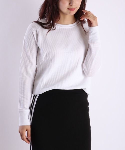 JEMORGAN(ジェーイーモーガン)の「JEMORGAN / ジェーイーモーガン ラグランスリーブ ワッフル 長袖Tシャツ(Tシャツ/カットソー・レディース・ネイビー/ホワイト/ナチュラル/杢グレー/ブラック・FREE)」の2枚目の写真