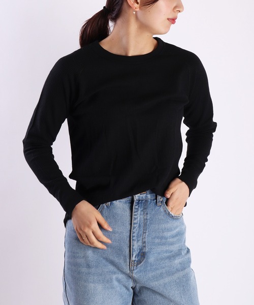 JEMORGAN(ジェーイーモーガン)の「JEMORGAN / ジェーイーモーガン ラグランスリーブ ワッフル 長袖Tシャツ(Tシャツ/カットソー・レディース・ネイビー/ホワイト/ナチュラル/杢グレー/ブラック・FREE)」の9枚目の写真