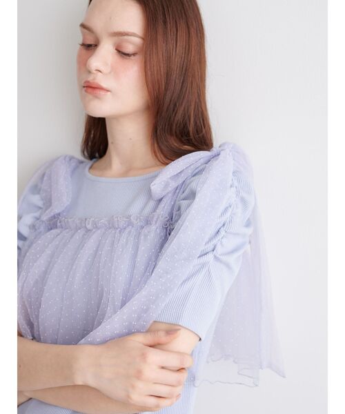 CALNAMUR（カルナムール）の「チュールリボンカットワンピース（ワンピース・レディース・ベージュ/ラベンダー/ブラック・FREE）」の11枚目の写真