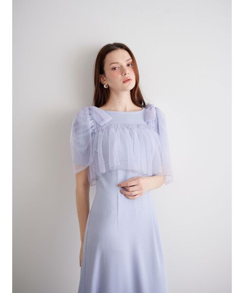 CALNAMUR（カルナムール）の「チュールリボンカットワンピース（ワンピース・レディース・ベージュ/ラベンダー/ブラック・FREE）」の12枚目の写真