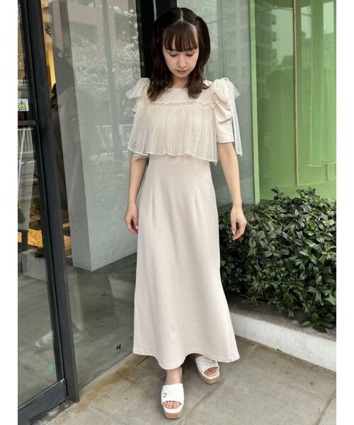 CALNAMUR（カルナムール）の「チュールリボンカットワンピース（ワンピース・レディース・ベージュ/ラベンダー/ブラック・FREE）」の22枚目の写真