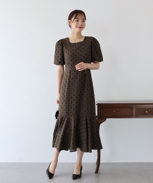 未使用　FAVORI バックリボン　パフスリーブ　マーメイド　ブルーワンピース 1671989_info_320F8DFB-EFA9-