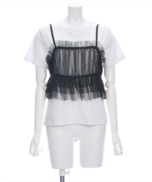 clear（クリア）の「バックリボンラメチュールビスチェ＋Tシャツセット［セットアップ 大人 カジュアル］≪再入荷≫（アンサンブル・レディース・ブラック/オフホワイト/グレー・F）」の18枚目の写真