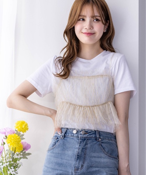 clear（クリア）の「バックリボンラメチュールビスチェ＋Tシャツセット［セットアップ 大人 カジュアル］≪再入荷≫（アンサンブル・レディース・ブラック/オフホワイト/グレー・F）」の19枚目の写真