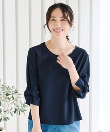【大きいサイズ】ねじりリボン袖ブラウス