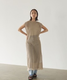 STRATA（エストラータ）の「メッシュIラインニットワンピース【低身長・小柄女性】（ワンピース）」