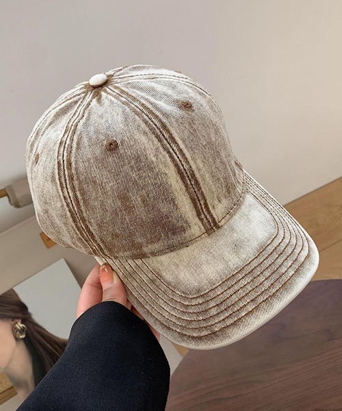 TONE SELECT GOODS（トーンセレクトグッズ）の「pur chouchou/ケミカルウォッシュ デニム キャップ P4292（キャップ・レディース・ブラック/ブラウン/ホワイト/ピンク系その他/ピンク/グリーン/その他1/その他2・FREE）」の3枚目の写真