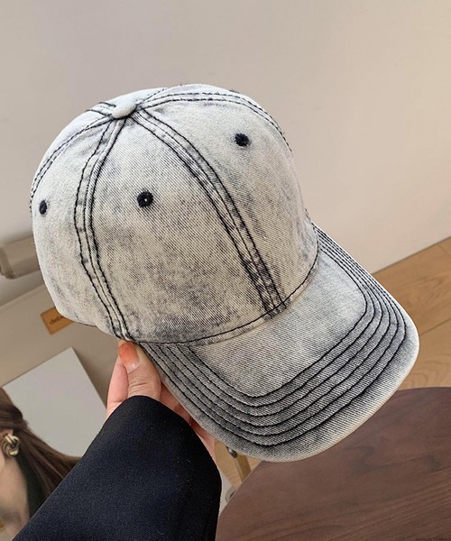 TONE SELECT GOODS（トーンセレクトグッズ）の「pur chouchou/ケミカルウォッシュ デニム キャップ P4292（キャップ・レディース・ブラック/ブラウン/ホワイト/ピンク系その他/ピンク/グリーン/その他1/その他2・FREE）」の2枚目の写真