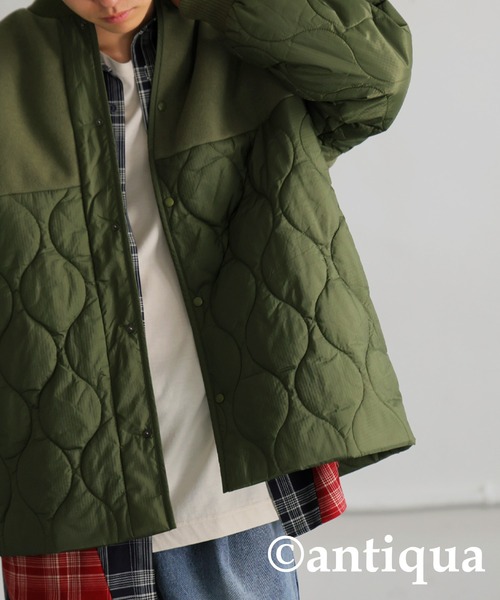 antiqua（アンティカ）の「ショートコート（その他アウター・レディース・カーキ/ブラック/ホワイト・R/P）」の8枚目の写真