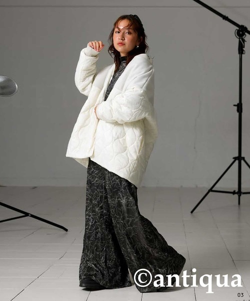 antiqua（アンティカ）の「ショートコート（その他アウター・レディース・カーキ/ブラック/ホワイト・R/P）」の19枚目の写真