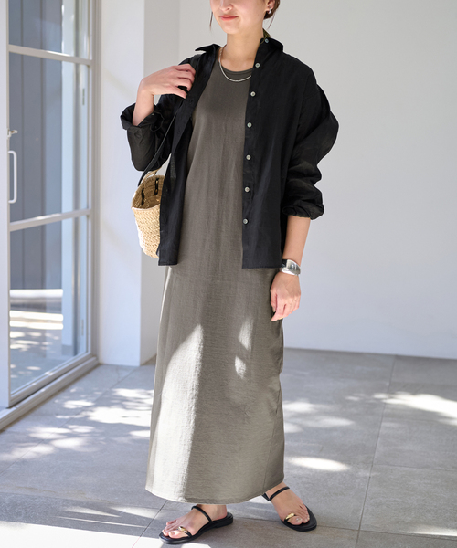 FRAMeWORK(フレームワーク)の「≪追加≫天竺ジャージドレス2(ワンピース・レディース・ブラック/グレー・FREE)」の1枚目の写真