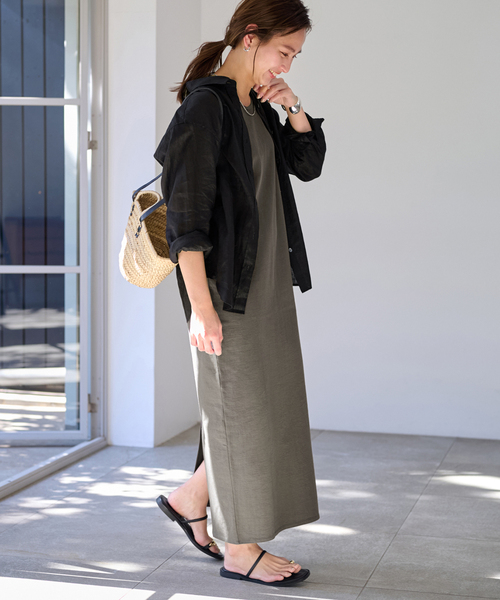 FRAMeWORK(フレームワーク)の「≪追加≫天竺ジャージドレス2(ワンピース・レディース・ブラック/グレー・FREE)」の11枚目の写真