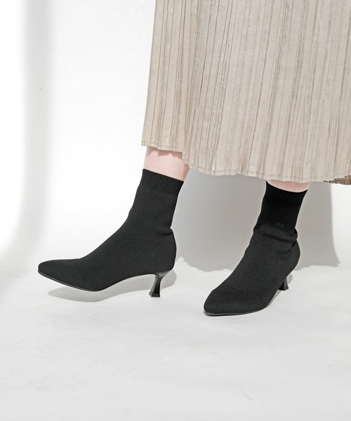 RiiiKa(リーカ)の「【RiiiKa/リーカ】ストレッチニットブーツ(ブーツ・レディース・ベージュ/ブラック/ブラウン系その他・LL/S/M/L)」の2枚目の写真