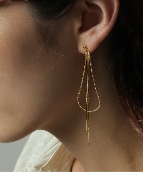 金属アレルギー対応 スネークチェーン ロングピアス サージカル