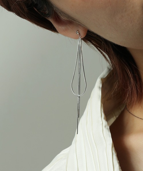 金属アレルギー対応 スネークチェーン ロングピアス サージカル