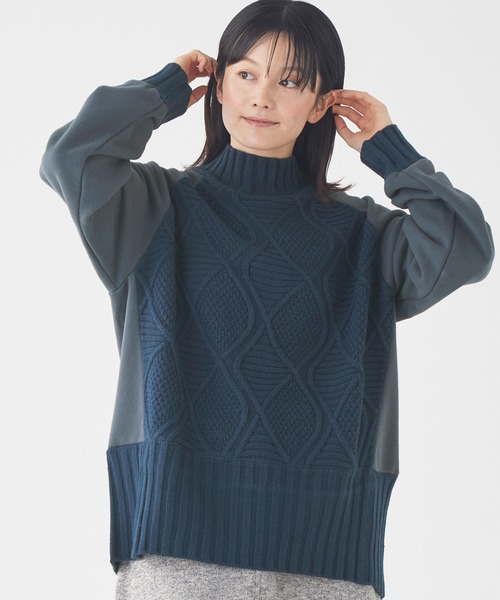 KRIFF MAYER Lady's Collection（クリフメイヤーレディースコレクション）の「スウェットドッキングニット（ニット/セーター・レディース・チャコール/ベージュ/ネイビー/ライトグレー・MEDIUM/LARGE）」の4枚目の写真