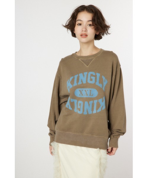 RODEO CROWNS WIDE BOWL（ロデオクラウンズワイドボウル）の「G/O VARIOUS スウェットトップス（スウェット・レディース・イエロー/ピンク/ブラウン/グレー×ホワイト・SMALL/MEDIUM）」の5枚目の写真