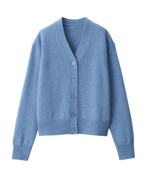 セール】婦人 洗えるウールミドルゲージVネックカーディガン