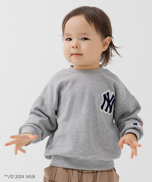 MLB（メジャーリーグベースボール）の「MLB ロゴ トレーナー（スウェット・キッズ・杢グレー/ホワイト/モカ/オートミール/ネイビー・90cm/100cm/110cm/120cm/130cm/140cm/150cm/160cm）」の3枚目の写真