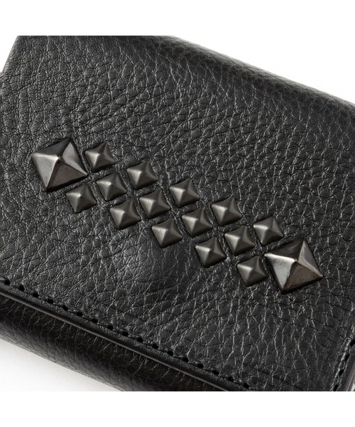 小物 CALEE BLACK STUDS LEATHER MULTI WALLET CALEE - STUDS LEATHER MULTI WALLET (BLACK) / スタッズ レザー