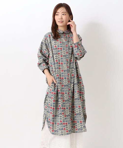 one'sterrace(ワンズテラス)の「クミハナ シャツワンピース(ワンピース・レディース・ブラック系8/グレー系4/ブルー系その他7・00)」の3枚目の写真