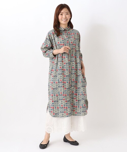 one'sterrace(ワンズテラス)の「クミハナ シャツワンピース(ワンピース・レディース・ブラック系8/グレー系4/ブルー系その他7・00)」の14枚目の写真