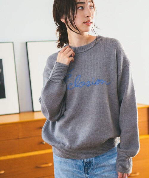 チルム　FRAMEWORK インターシャプルオーバー FRAMeWORK（フレームワーク）の「アルパカ混ロゴインターシャニット