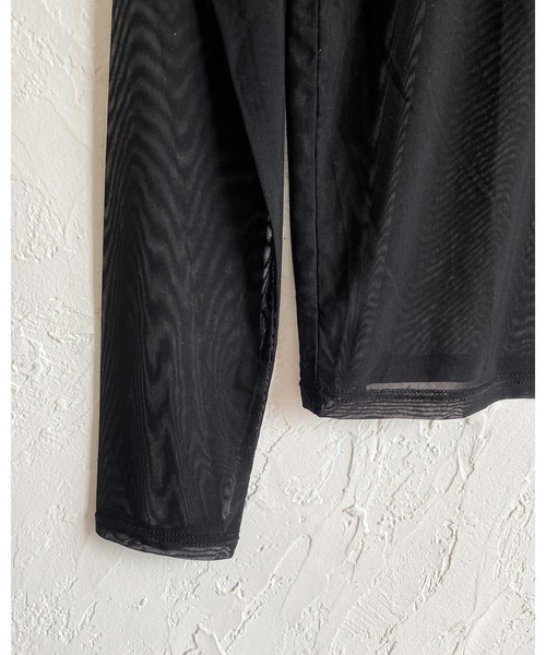 She's Closet（シーズクローゼット）の「クルーネック長袖シースルー/シアーロングTシャツ シアーカットソー トップス（Tシャツ/カットソー・レディース・オリーブ/グレイッシュベージュ/ホワイト/ブラック・FREE）」の21枚目の写真