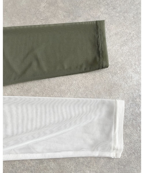 She's Closet（シーズクローゼット）の「クルーネック長袖シースルー/シアーロングTシャツ シアーカットソー トップス（Tシャツ/カットソー・レディース・オリーブ/グレイッシュベージュ/ホワイト/ブラック・FREE）」の22枚目の写真