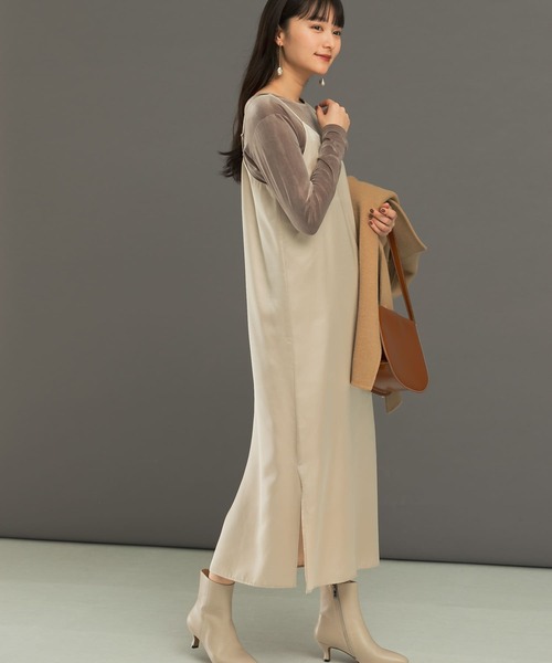URBAN RESEARCH ROSSO WOMEN（アーバンリサーチ　ロッソ）の「サテンキャミワンピース（ワンピース・レディース・ブルー系その他/ブラウン系その他/ライトベージュ・FREE）」の3枚目の写真