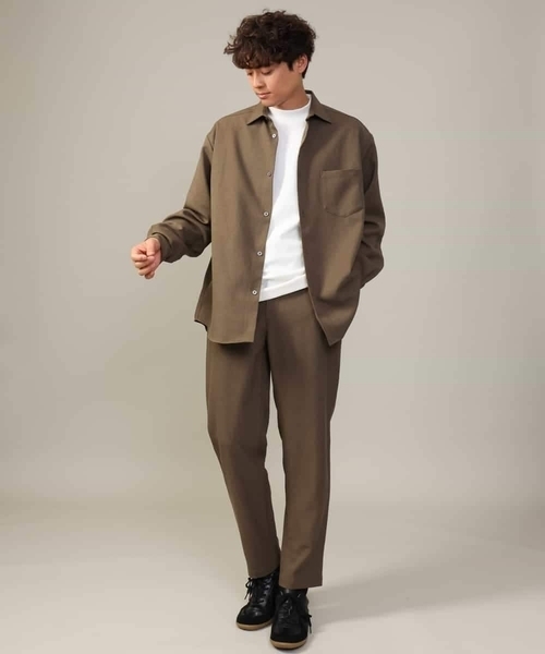 a.v.v（アーヴェヴェ）の「【ジャケインにオススメ】ポンチモックネックカットソー（Tシャツ/カットソー・メンズ・ブラウン/ホワイト/ブラック/グレー・44/48/46/50）」の14枚目の写真