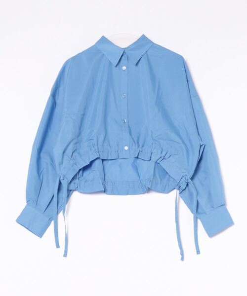 STYLEBLOCK（スタイルブロック）の「TCブロードギャザーショートブラウス（シャツ/ブラウス・レディース・ブルー/チャコールグレー/ホワイト/ベージュ・M）」の4枚目の写真